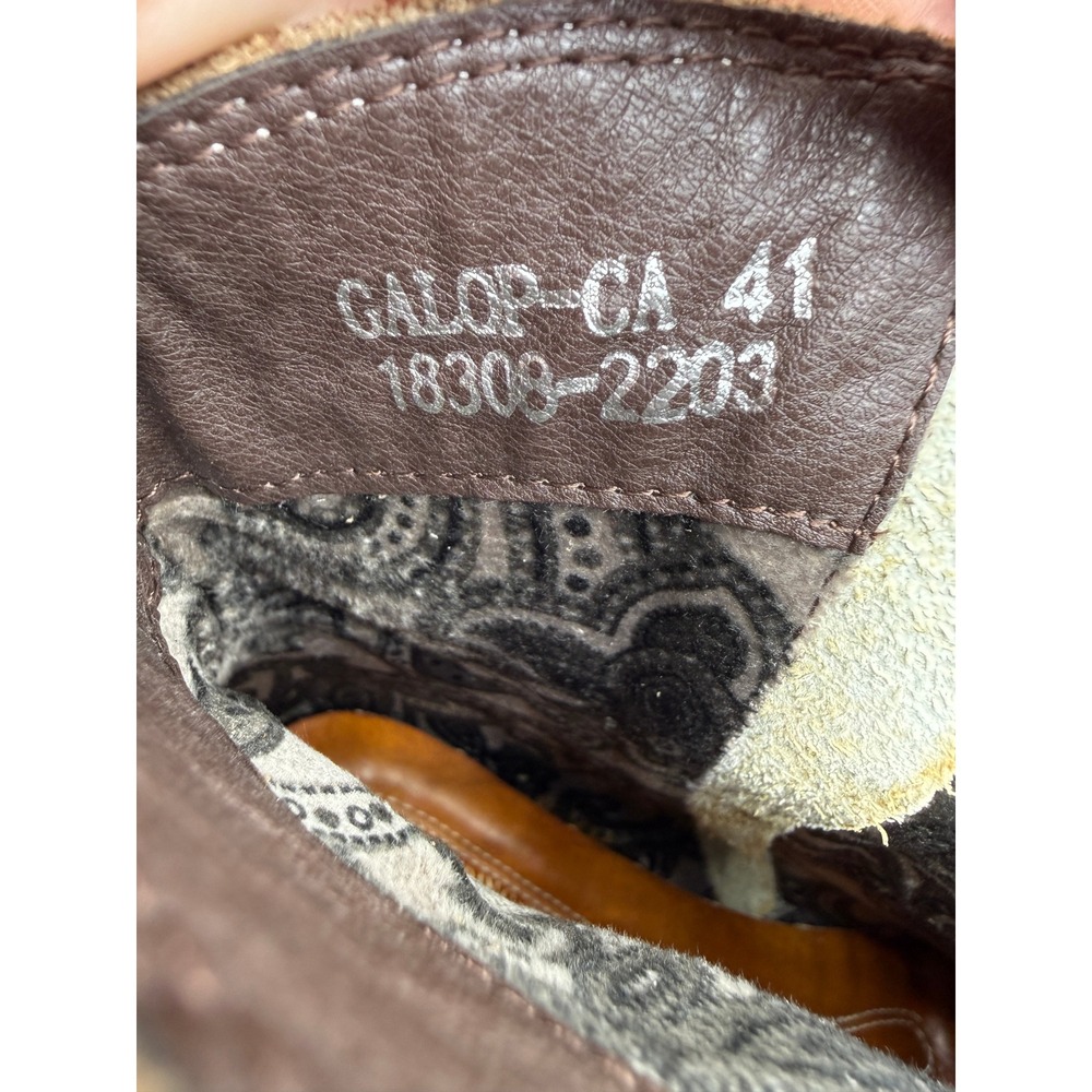 L'Artiste Spring Step Galop-CA Tan Leather Floral Western Ankle Boots Womens 41 - Picture 8 of 16